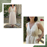 Rochie midi cu dantelă, Ambria, șifon bumbac, femei